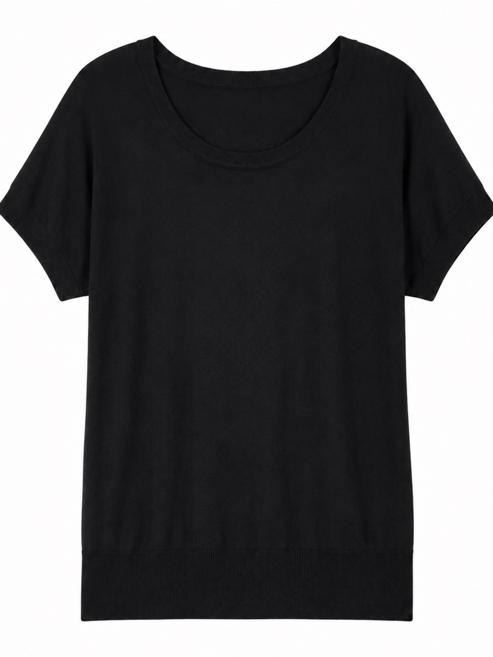 Chico’s Black Silk Blend Short Sleeve Knit Top Size 0 Small Luxury Basic